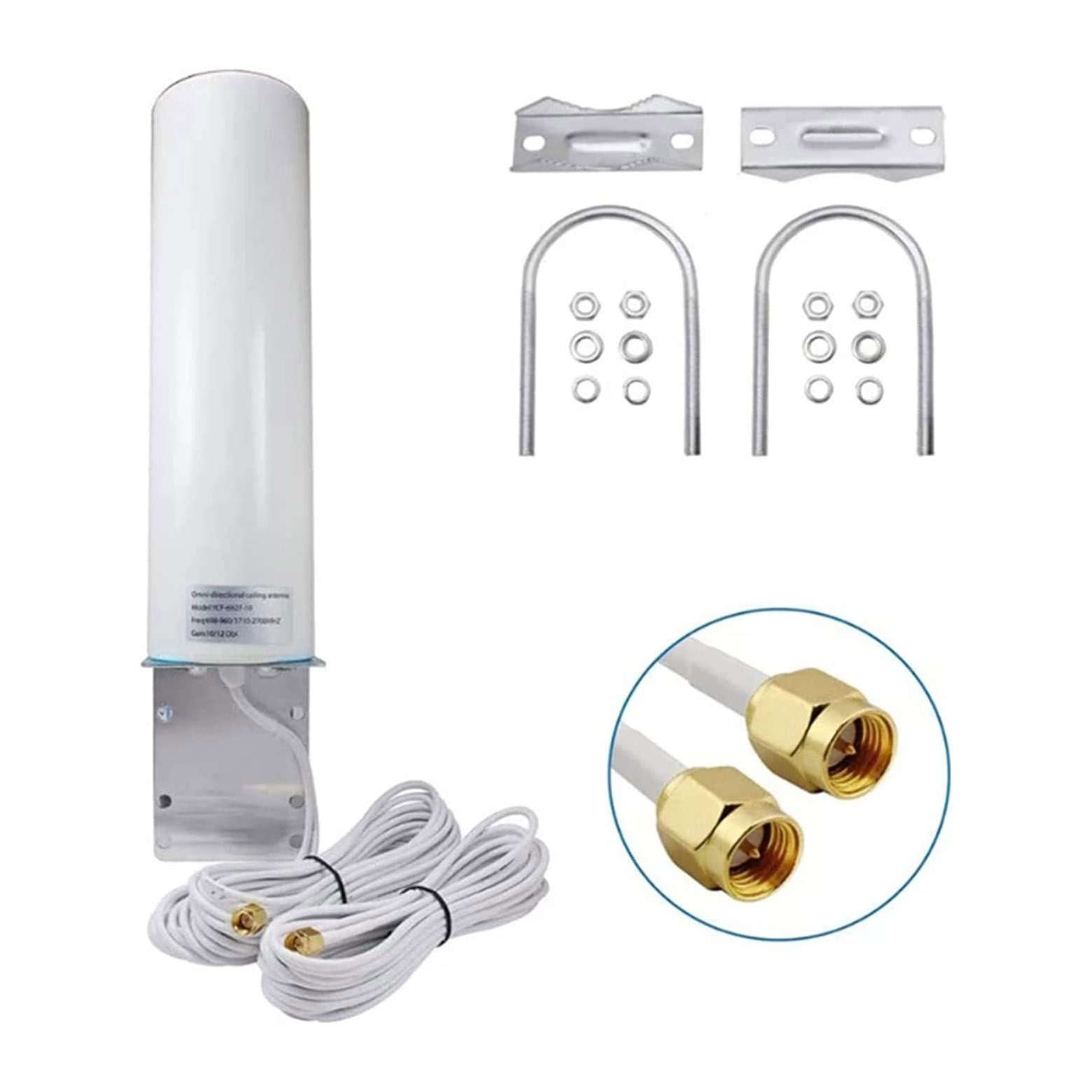 White outdoor 5G and 4G antenna with mounting accessories