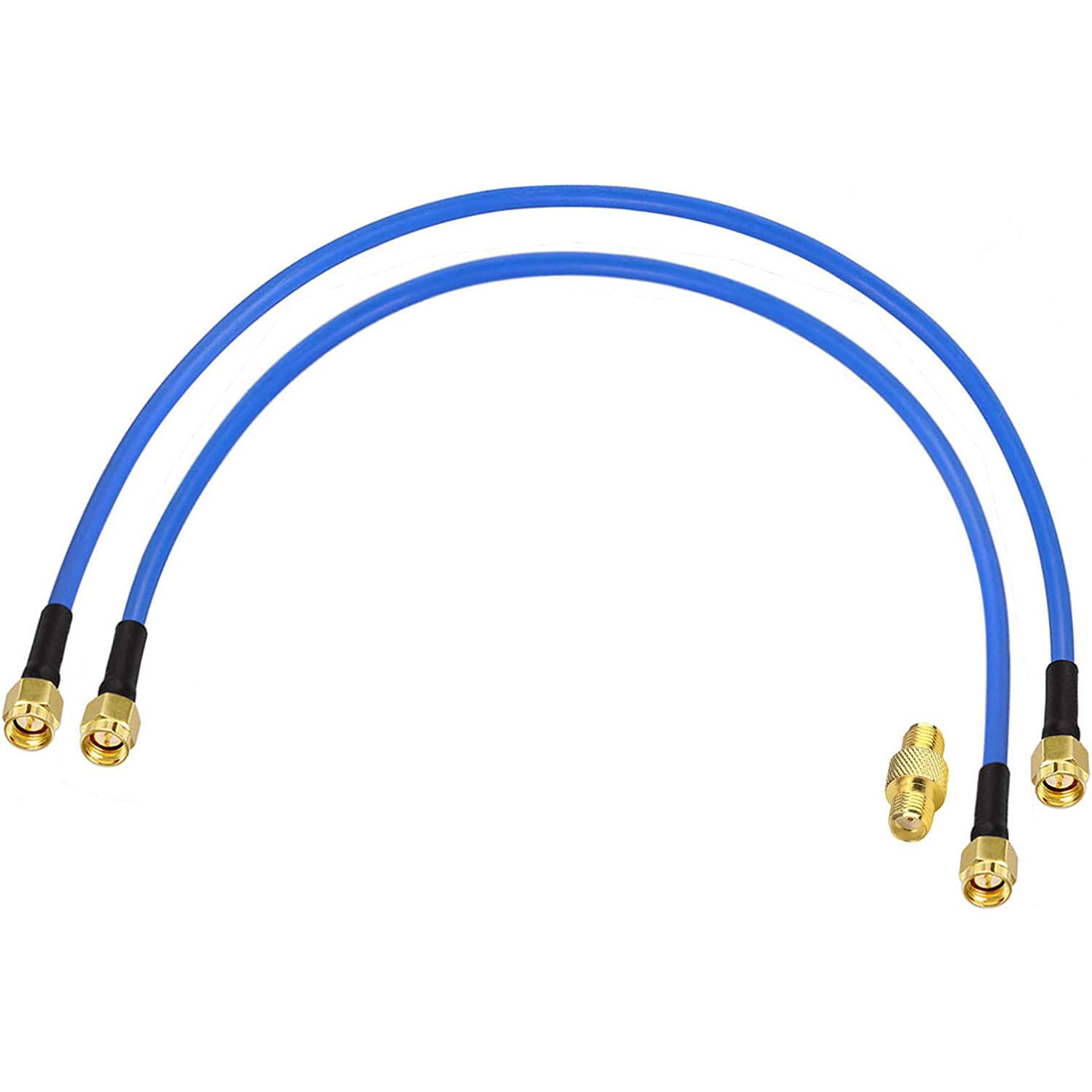 Blue SMA RF cable assembly with gold connectors